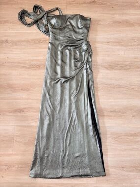 NEW Rafael Cennamo Metallic One-Shoulder Evening Gown